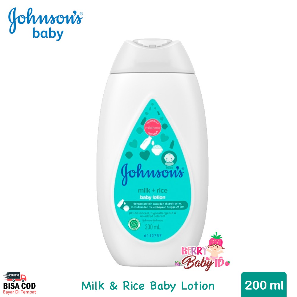 Johnson's Milk &amp; Rice Baby Lotion Losion Bayi Johnsons 200 ml Berry Mart