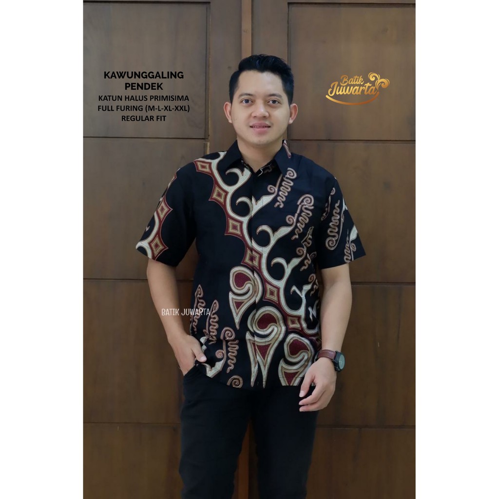 KAWUNGGALING PENDEK Kemeja Batik Pria Full Furing Bahan Katun Halus Primisima