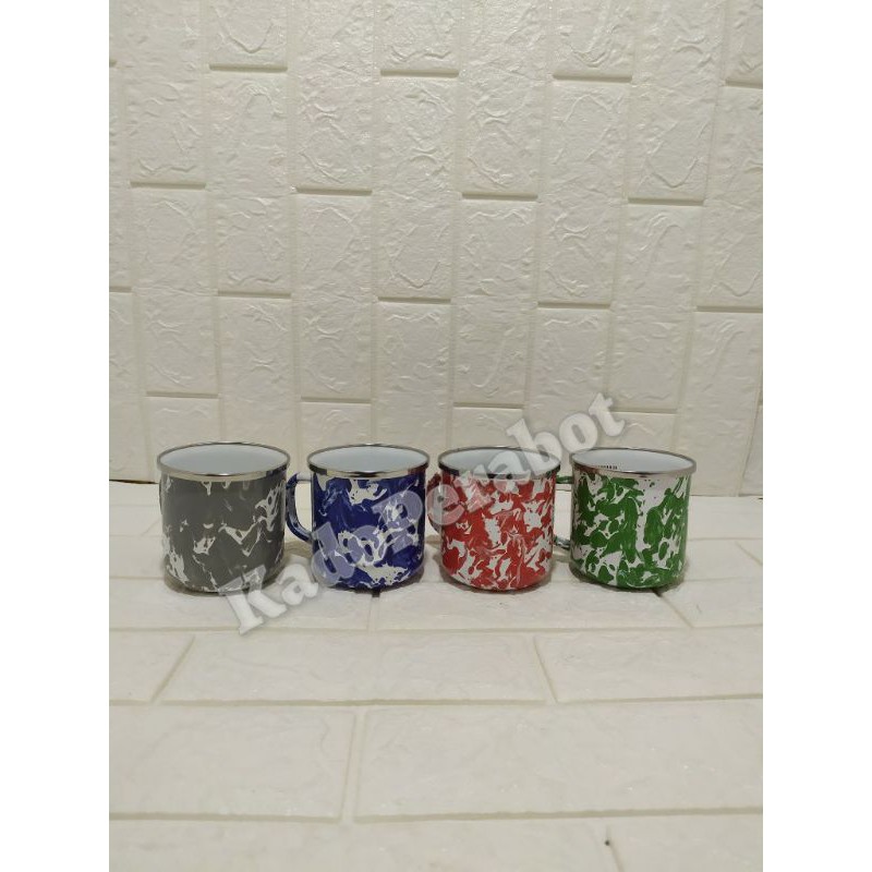 mug enamel 9 cm- gelas loreng si doel- gelas loreng bapa bapa