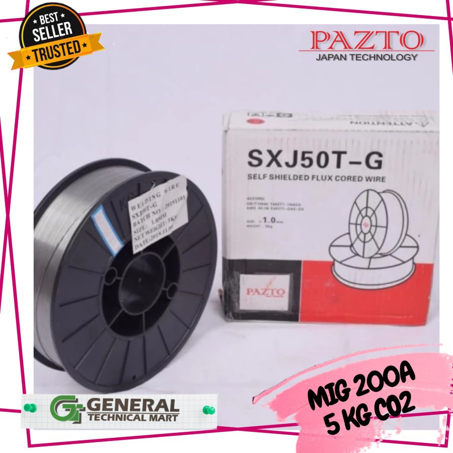 PAZTO Mesin Las MIG 200 A 5 KG CO2 Tanpa Gas Welding GASLESS JAPAN