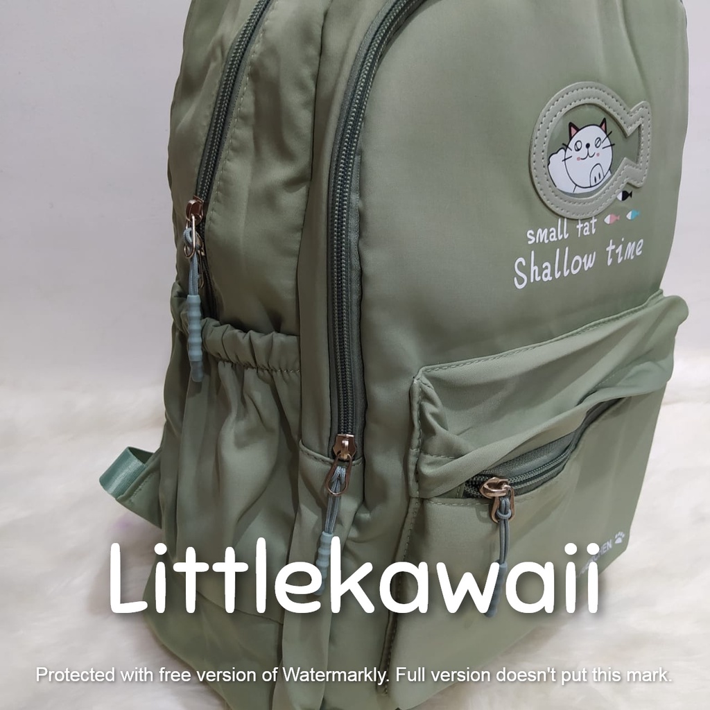 LK/Tas Ransel Laptop Backpack Parasut Sekolah Fashion Anak Remaja Cat Fish Animal Import