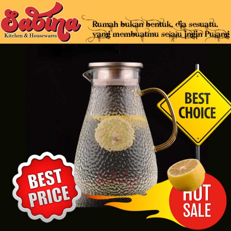 Teko Pitcher Kaca Teh Minuman Teapot Borosilicate Glass Elegan Unik