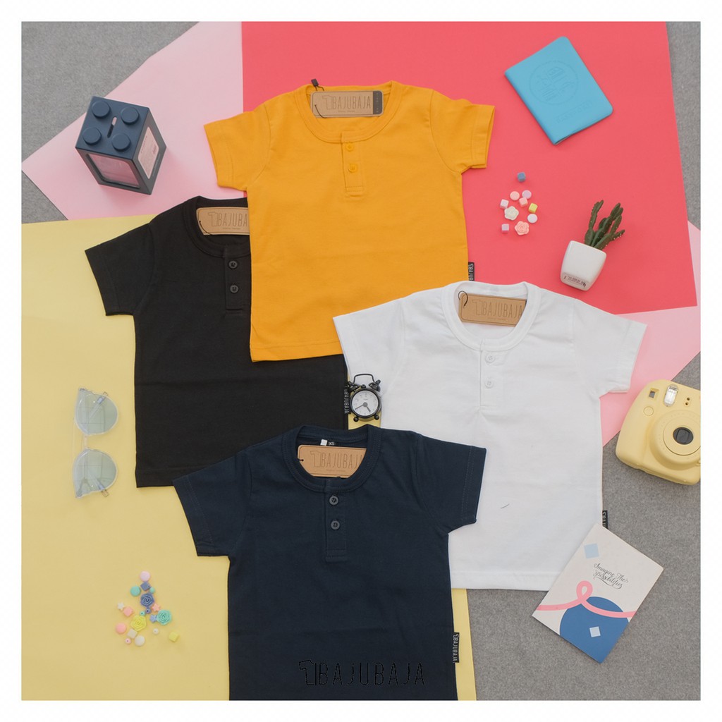 Bajubaja junior button - kaos anak laki laki - kaos polos anak - kaos kancing