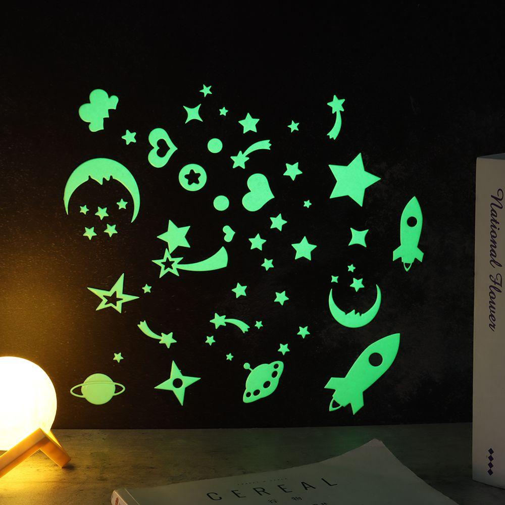 Populer Stiker Bercahaya 3D DIY Dekorasi Rumah Hati Bintang Menempel Glow In The Dark