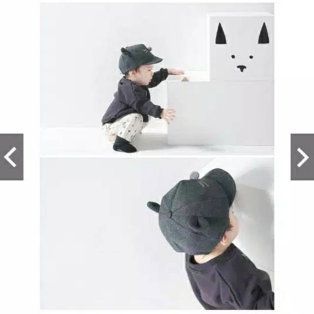 TOPI ANAK  IMPORT KOREA, TOPI KOREA MODEL KUMIS KUCING/BABY HAT / KIDS HAT(Topi boy kumis)