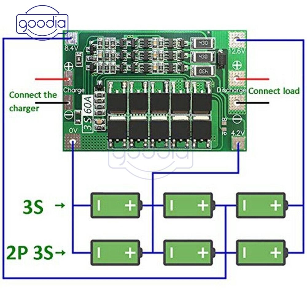 ✈【Fast/COD】✈BMS 3S 60A 12.6V Li-Ion LiPo Battery 18650 Charger Balanced Protection Board