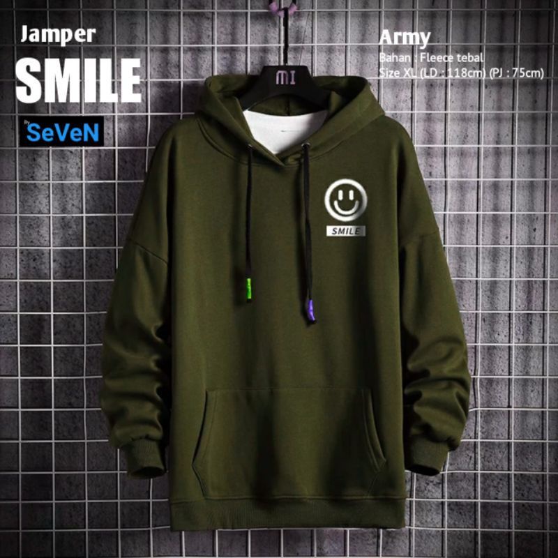 Sweater Hoodie Anak  Hoodie Smile Flecee Tebal-Smile anak armiy