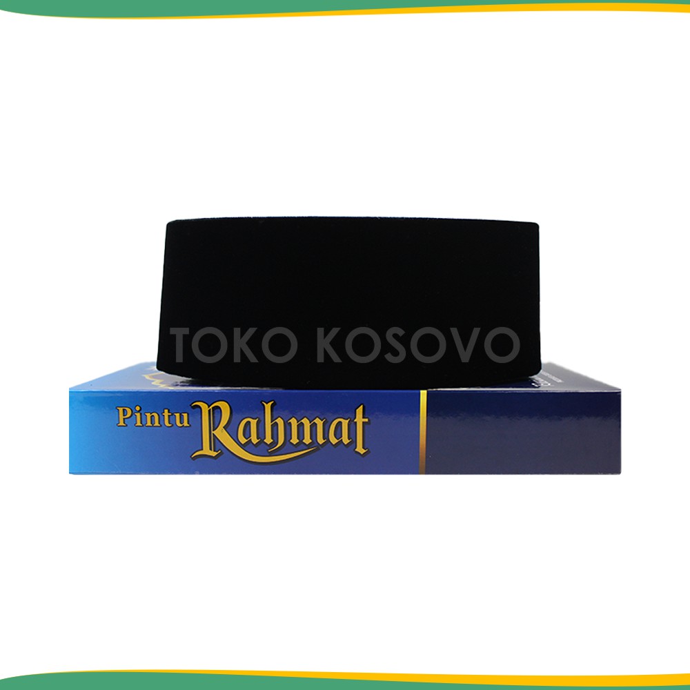 GROSIR (10 Pcs) Peci Songkok Kopiah Hitam Polos PINTU RAHMAT AC Tinggi 8,9,10