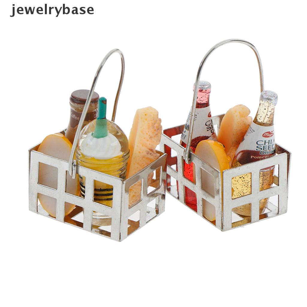 Base set Miniatur Keranjang Roti + Botol Minum Skala 1: 12 Untuk Aksesoris Rumah Boneka