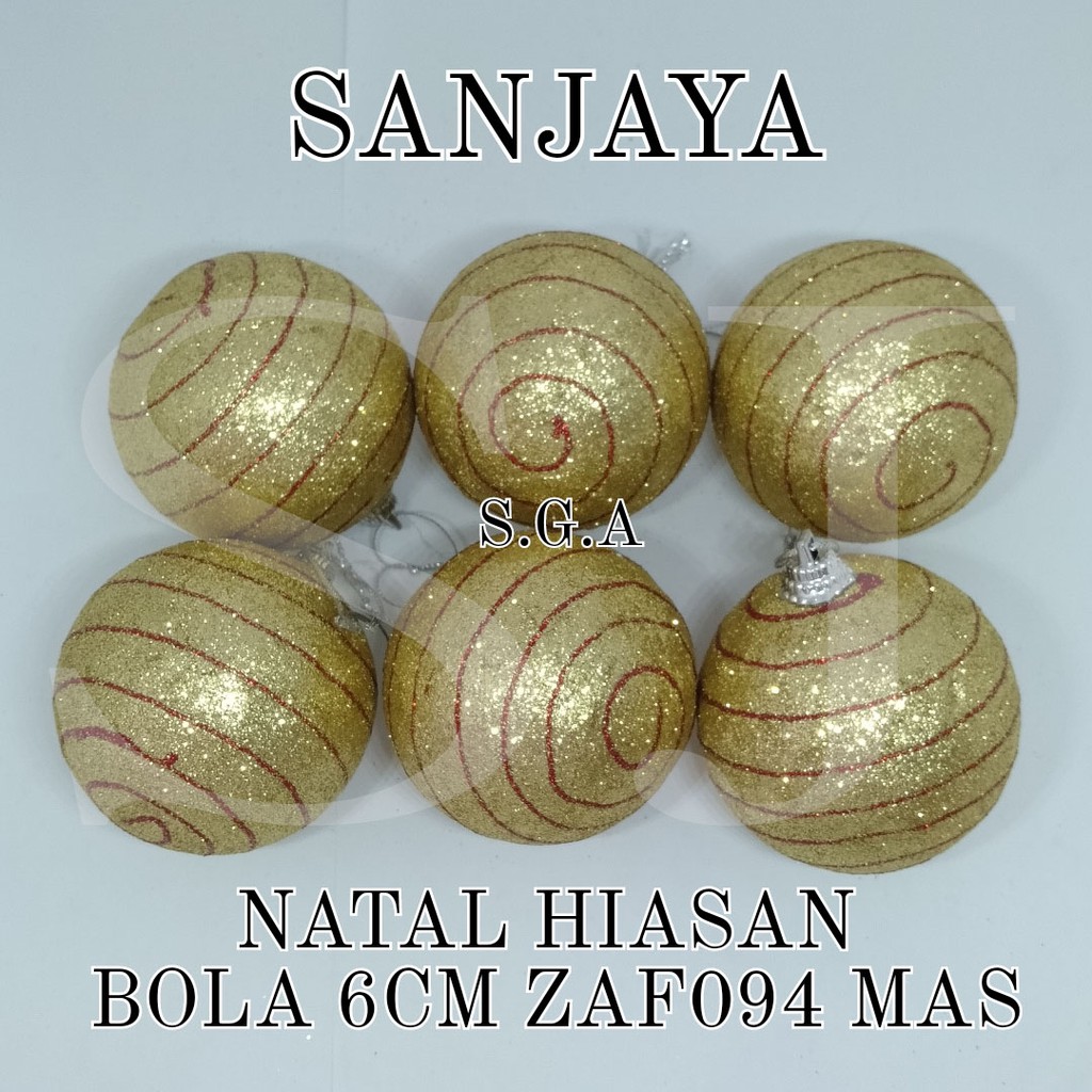 [1 Bks] Ornamen Hiasan Bola Pohon Natal / Aksesoris Bola Natal Gantungan Pohon Natal / Natal Hiasan Bola 6Cm Zaf094
