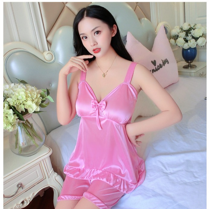 VS - SET SATIN WANITA FLOW IMPORT / SETELAN BAJU TIDUR WANITA BORDIR / PIYAMA SHUIDEIYI 131