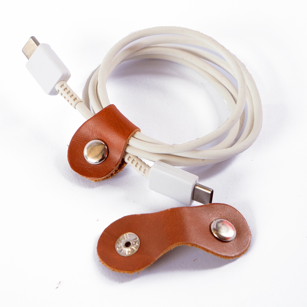 Klip Kabel Kulit Asli Cable Clip Premium Real Leather