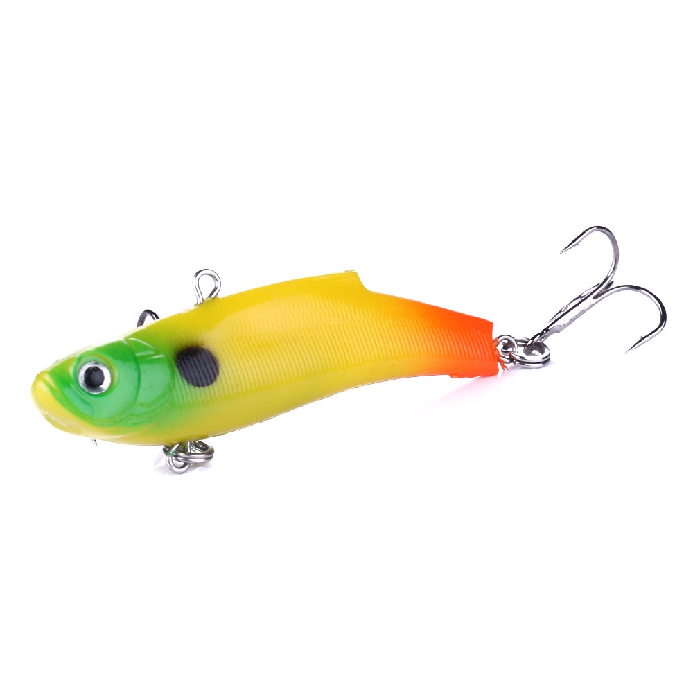 Hengjia 1pc Umpan Pancing Softlure Bentuk Ikan Vibe 7cm / 17g 10 Warna Dengan Kail Treble