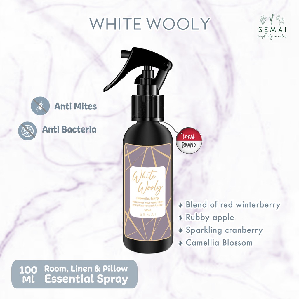 SEMAI White Wooly Essential Spray Anti Mites pewangi sofa anti tungau semprot kasur bayi pewangi mobil