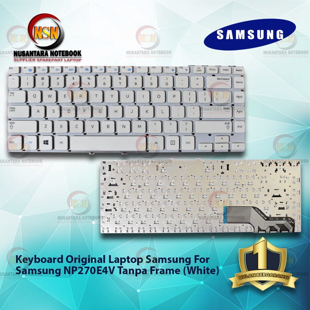 Keyboard Laptop Samsung NP270E4V Tanpa Frame White