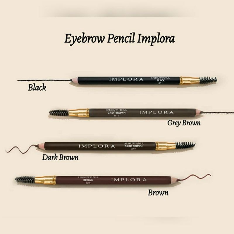 IMPLORA PENSIL ALIS (BPOM) | BLACK | BLUE | BROWN | DARK BROWN | GREY BROWN | SILVER - Pensil alis dilengkapi brush lembut dan serutan rautan | Mmepercantik alis dan mempertajam alis sehingga terlihat cantik natural | Praktis Mudah di bawa dan dipakai