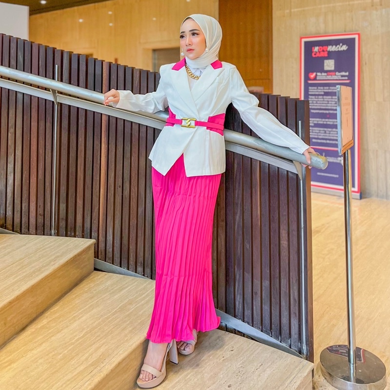 KARINA SET BLAZER IMPORT / ROK PLISKET / SET PLISKET