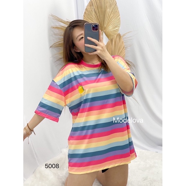 MDLV 5008 LEMON OVERSIZE TEE KAOS OVERSIZE ATASAN RAINBOW KAOS CEWEK ATASAN OVERSIZE FASHION IMPORT