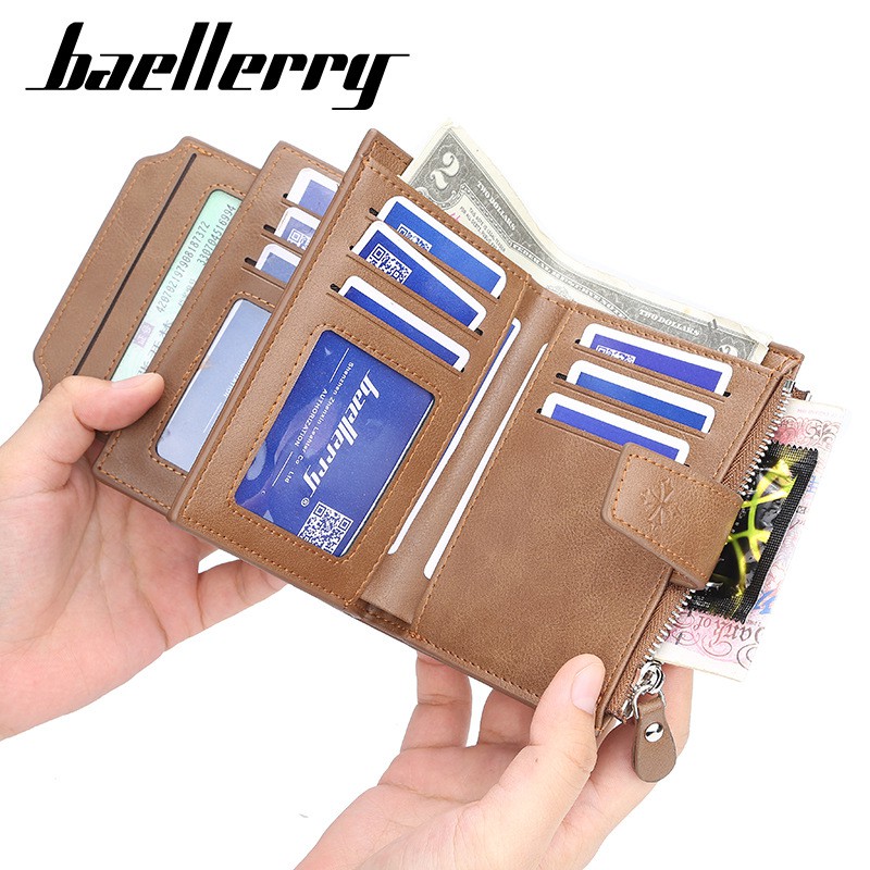 BAELLERRY DOMPET UANG TEBAL BAHAN SEMI KULIT LEMBUT ADA ZIPPER TEMPAT KOIN 3219