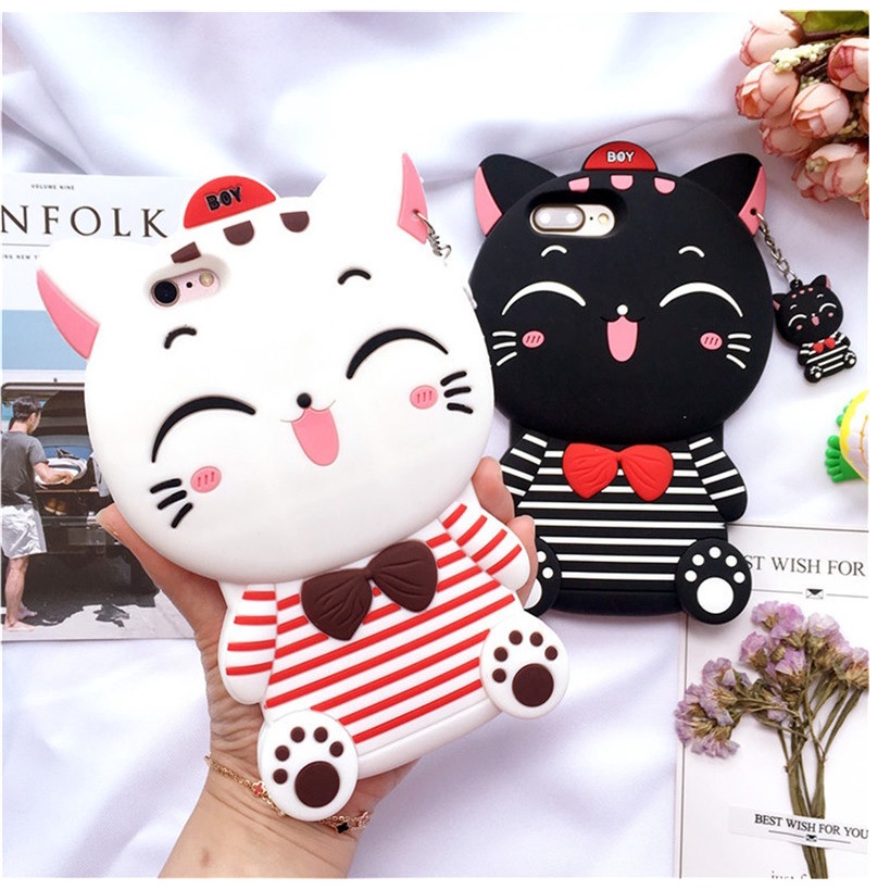 Silikon 3D Samsung Galaxy A71 Cat Pink Cute Case Karakter Samsung A71