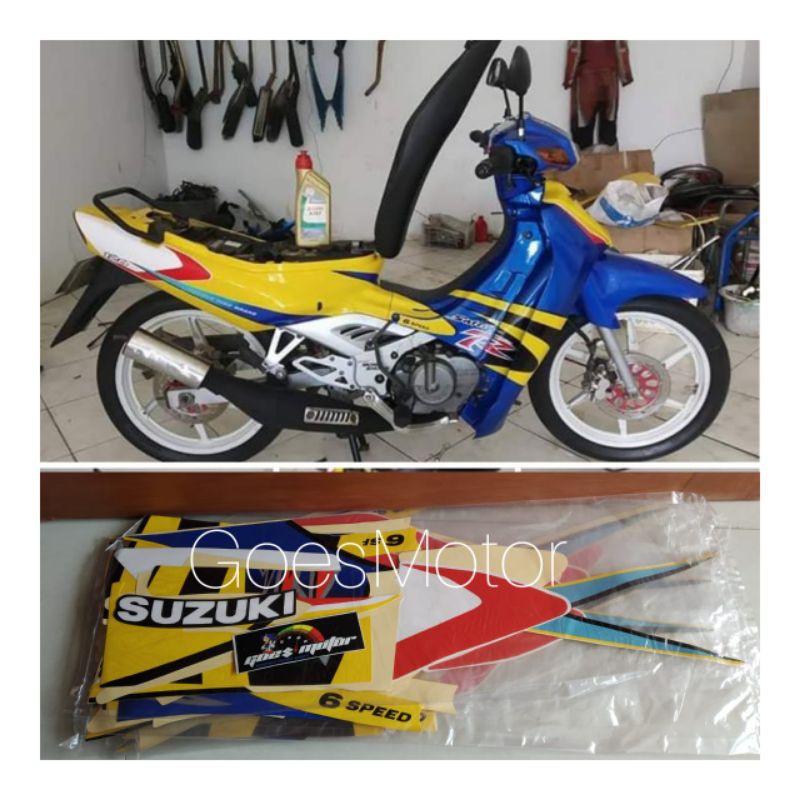 striping satria lumba biru kuning ajs