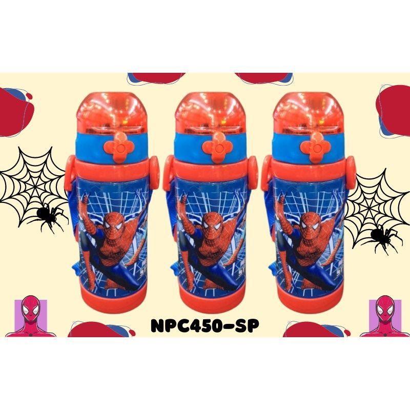 BOTOL MINUM ANAK 450ML TUTUP KLIP SEDOTAN TALI PANJANG BPA FREE NPC450