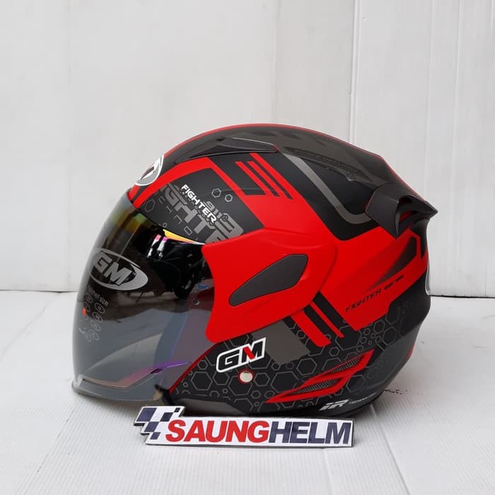 HELM GM FIGHTER MOTIF 911 RED DOFF SILVER