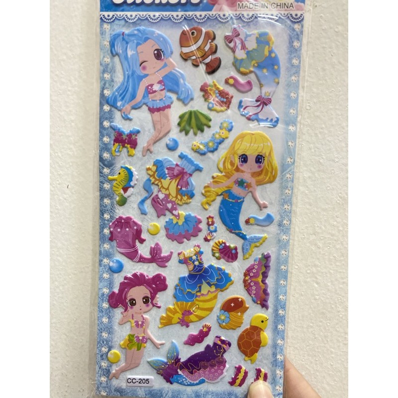 Sticker karakter pooh frozen boy girl music princess avenger 3D glitter-Mermaid