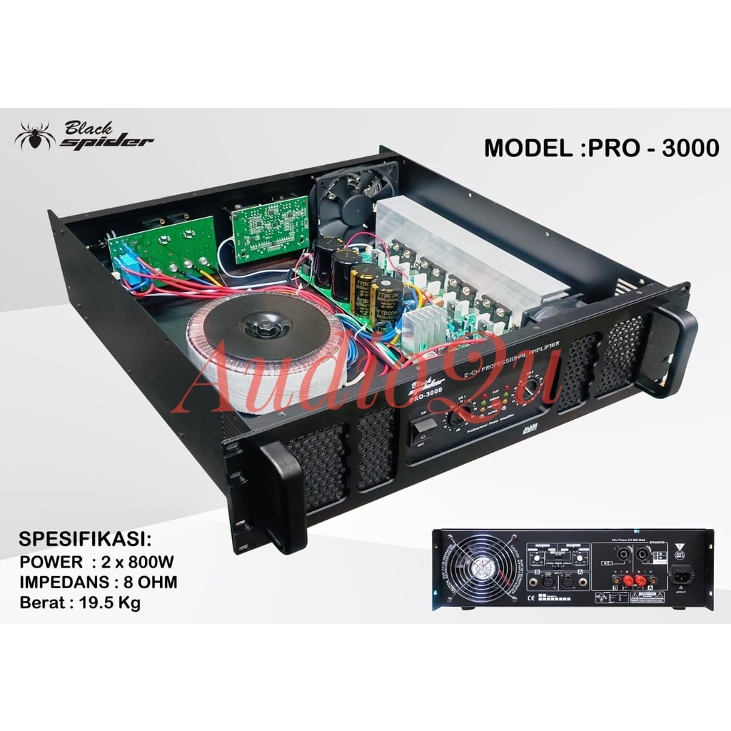 POWER AMPLIFIER BLACKSPIDER PRO 3000 CLASS H BLACK SPIDER PRO3000