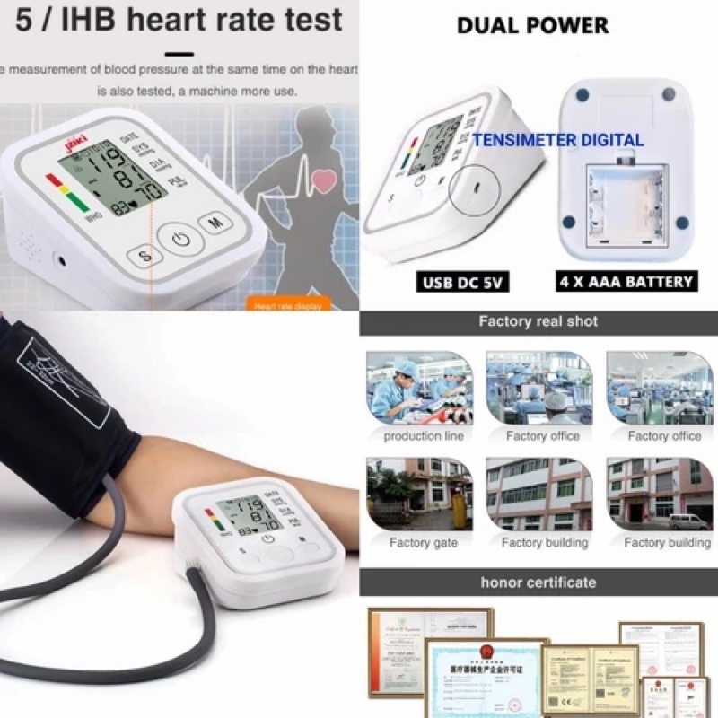 JZIKI Tensimeter Digital Bersuara Lengan Atas Alat Ukur Tekanan Darah Test Detak Jantung