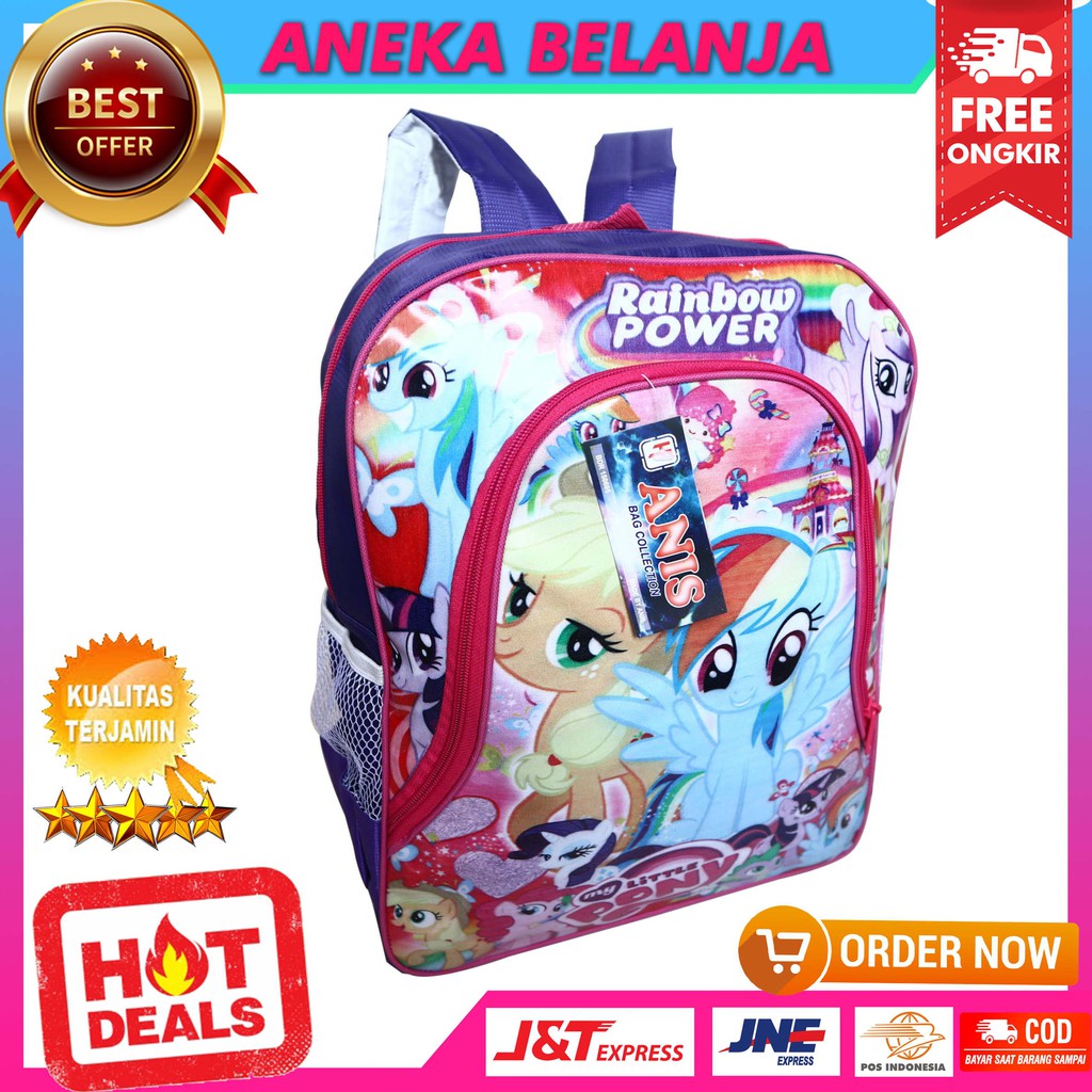 Ready Stock Tas Punggung Mika Pony Ungu Berkualitas Khusus Anak Cewek Tas Sekolah PAUD TK SD Stylish