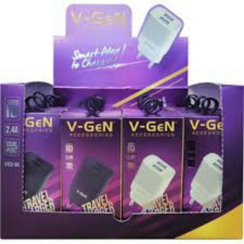 Kepala Charger 2 port BATOK CHARGER V-GEN PORT 2 ORIGINAL 100% Fastcharging kepala vgen kepala casan