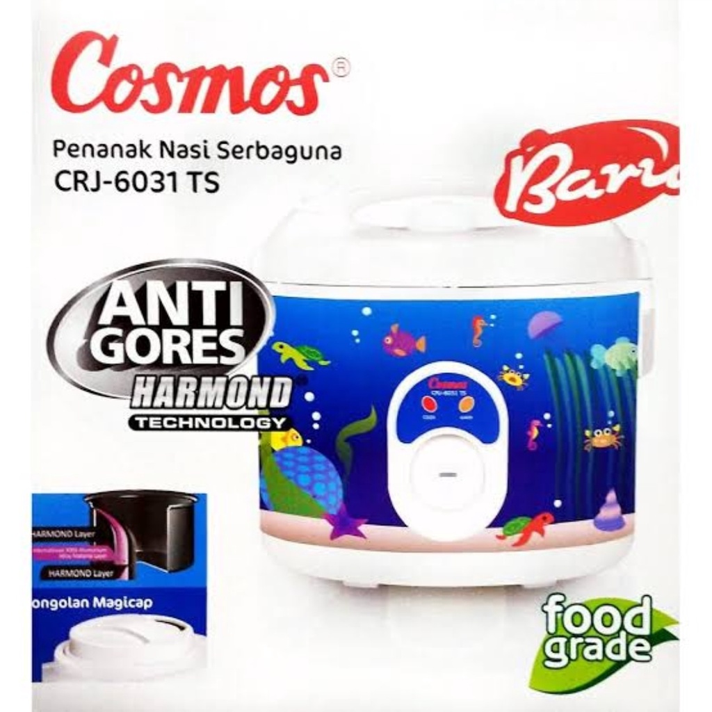 Rice Cooker | Penanak Nasi | Cosmos CRJ - 6031 TS | Penanak Nasi Anti Gores Harmond