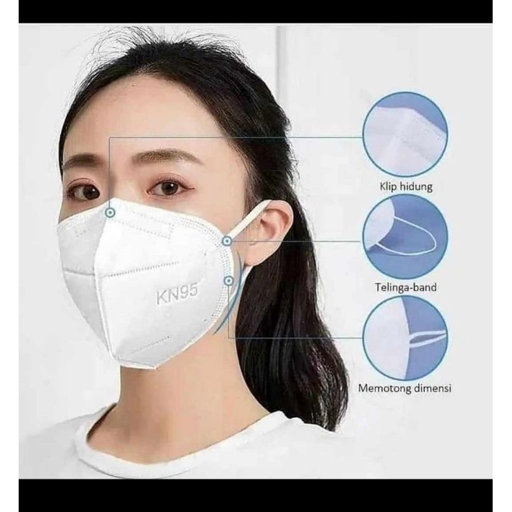 KN95 Pro masker KN95 murah, tebal, putih isi10pc plus dus