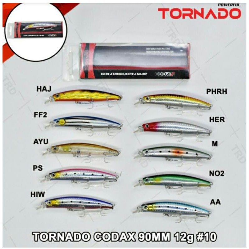 umpan minnow lure tornado codax f 90 mm 12 gr