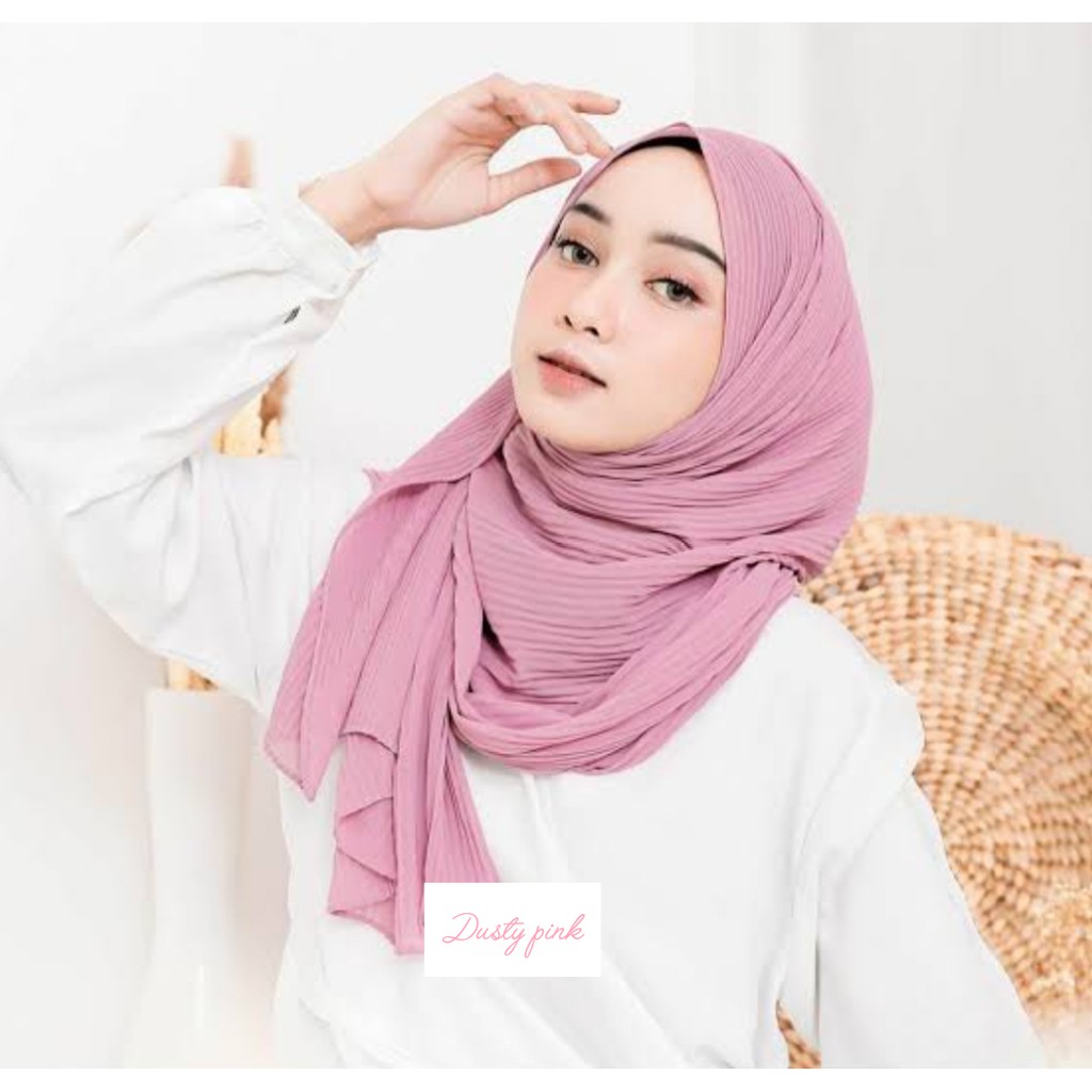 PASMINA PLISKET PASHMINA CERUTY BABYDOLL PREMIUM FULL LIDI Tanpa Garis Tengah