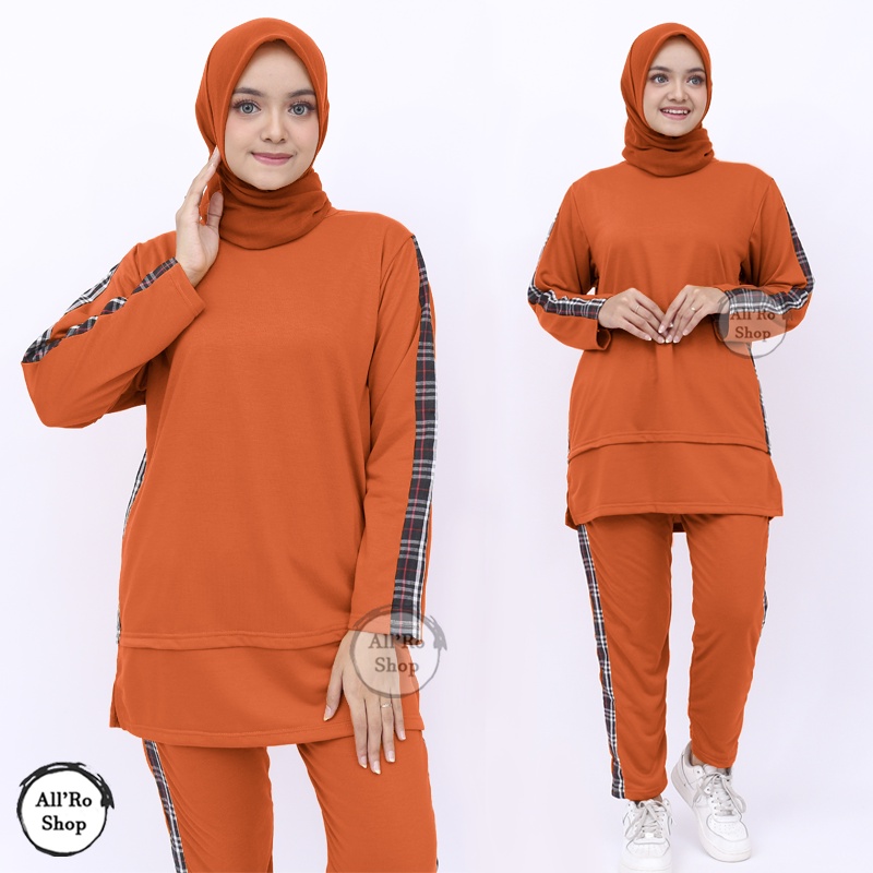 Baju Setelan Olahraga Seragam Senam Training Zumba Wanita Lengan Panjang SET YOVIOS Ukuran XL XXL XXXL ARS 187