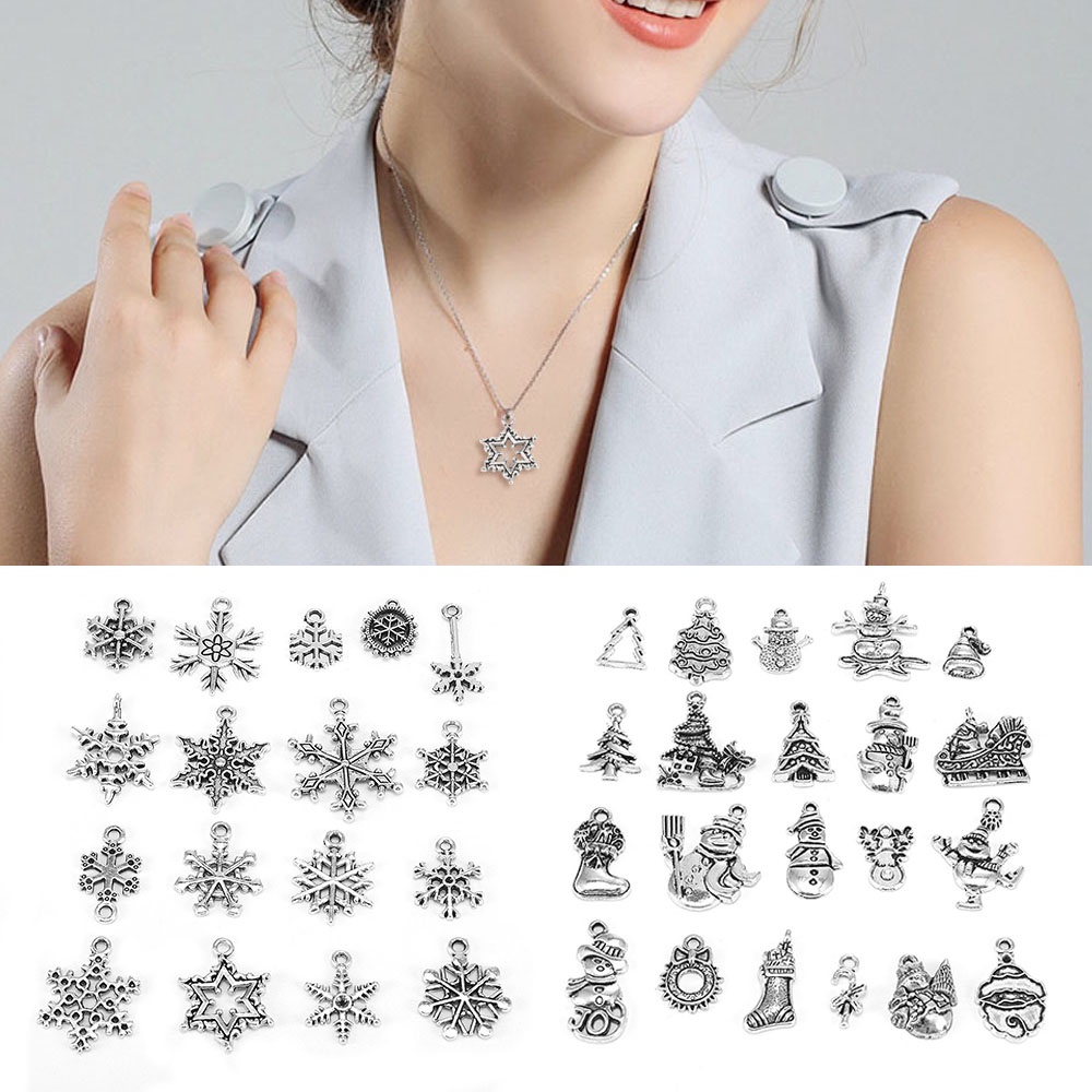 Christmas Seri Natal yang indah DIY Gelang Kalung Anting-Anting Perhiasan Paduan Liontin Aksesoris