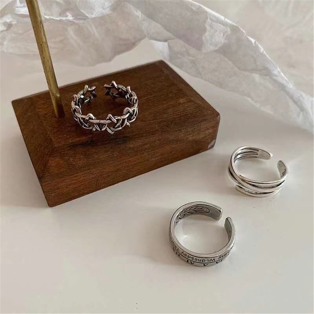 【COD Tangding】3pcs/set Retro Roman Digital Ring Hip Hop Sex Punk Cool Couple Kit Adjustable Ring