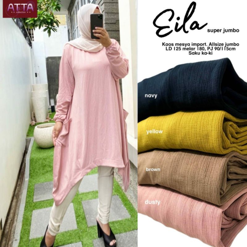 ATASAN WANITA JUMBO EILA TUNIK BAHAN KAOS IMPORT LD 125-180
