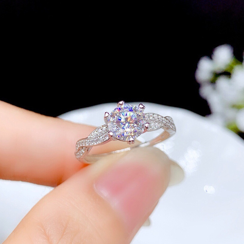 Cincin Bahan Sterling Silver 925 Hias Kristalberlian Gaya Mewah Untuk Wanita