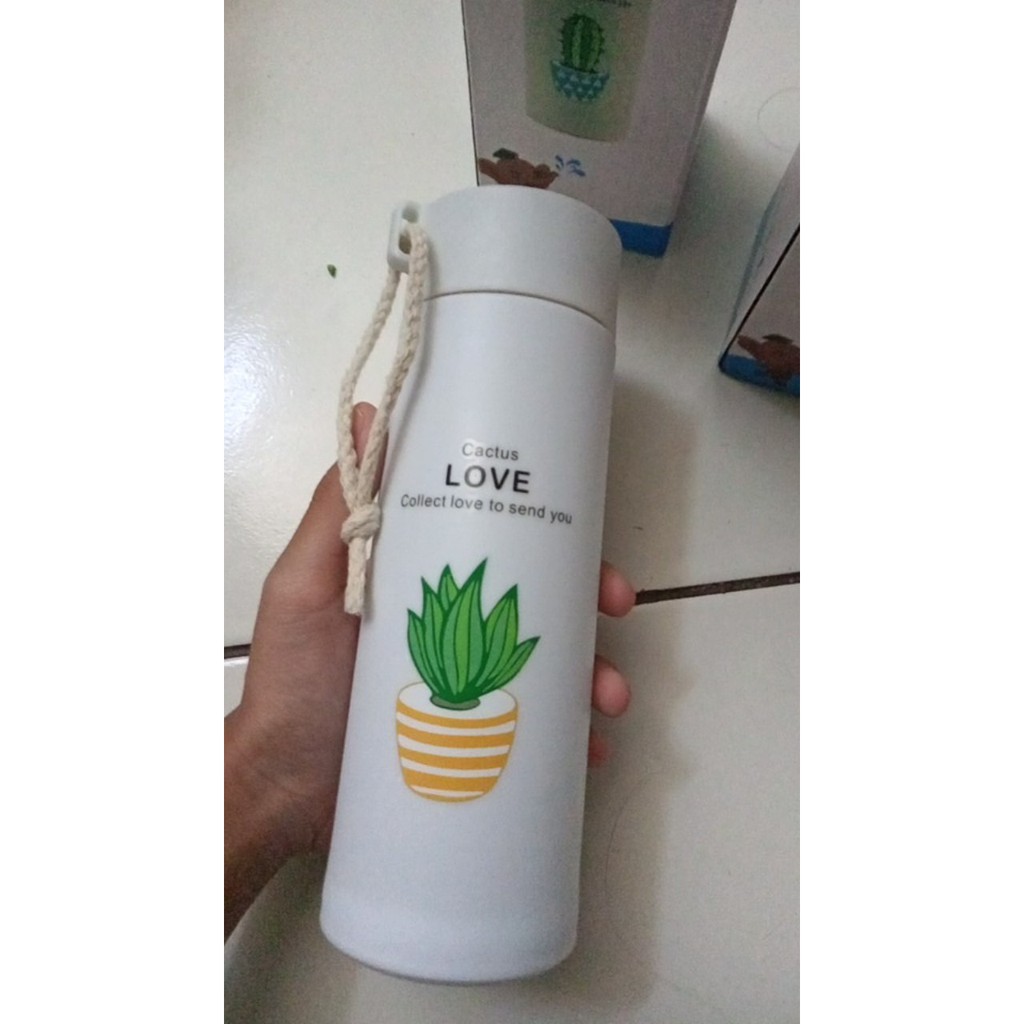 PFS - Botol Minum Kaca unik motif kaktus cactus 450 mL glass material murah cantik padang-4