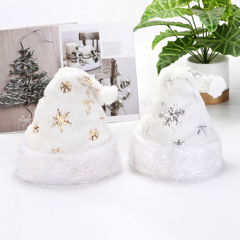 Topi Santa Dressup Natal Mary Untuk Costu Hias Pesta Snowflakes Gold/Silver