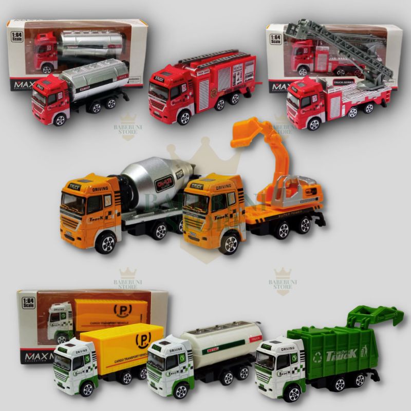 Diecast Truck Tangki, Truck Molen, Truck Pemadam Max Metal Series