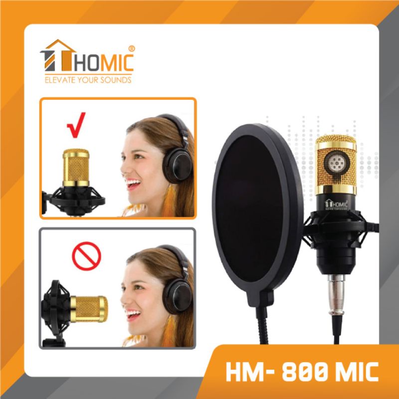 Homic Microphone Mic Paket Condenser Recording Livestream Podcast BM 800