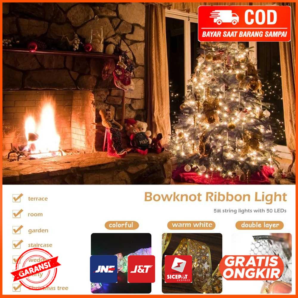 Lampu LED Dekorasi Pohon Natal Ribbon Christmas 5M AA561