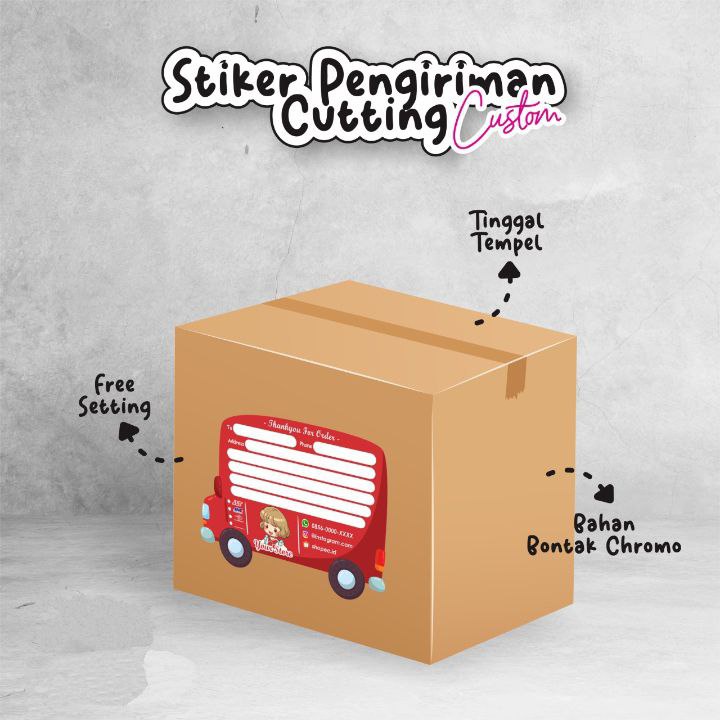 Stiker Label Pengiriman Cutting Costum