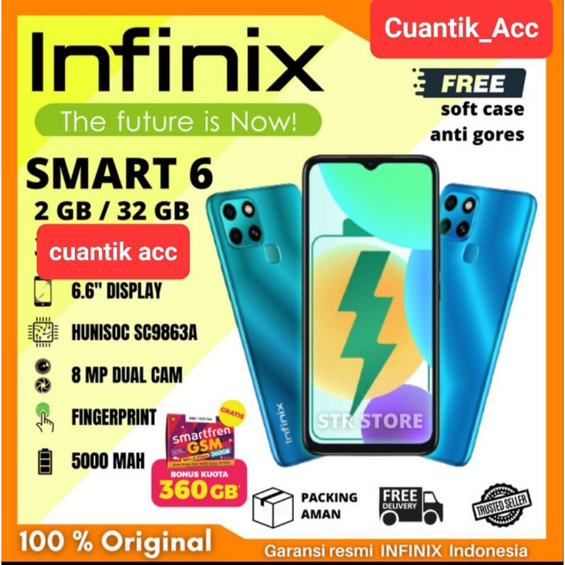 PROMO ANDROID MURAH INFINIX SMART 6 RAM 2/32 GB - 4G LTE - GARANSI RESMI