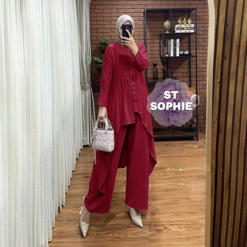 SOPHIE SETELAN SET WANITA rD / PAKAIAN ATASAN LONG TUNIK + CELANA