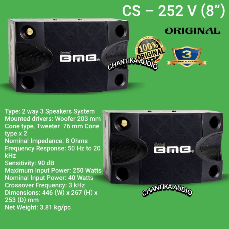 Bmb CS – 252 V (8”) Speaker 8 inch bmb spraker bmb 8 inch harga sepasang speaker pasif